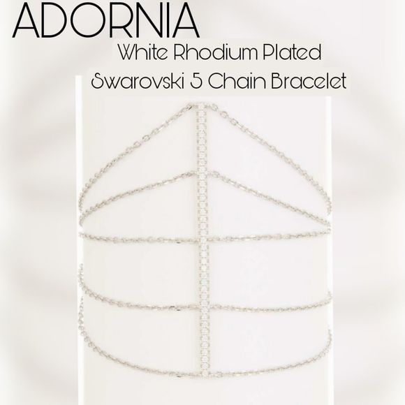 Adornia White Rhodium Plated Pavé Crystal Circle End Cuff  NWT ADORNIA RHODIUM PLATED CRYSTAL 5 CHAIN BRACELET Nordstrom